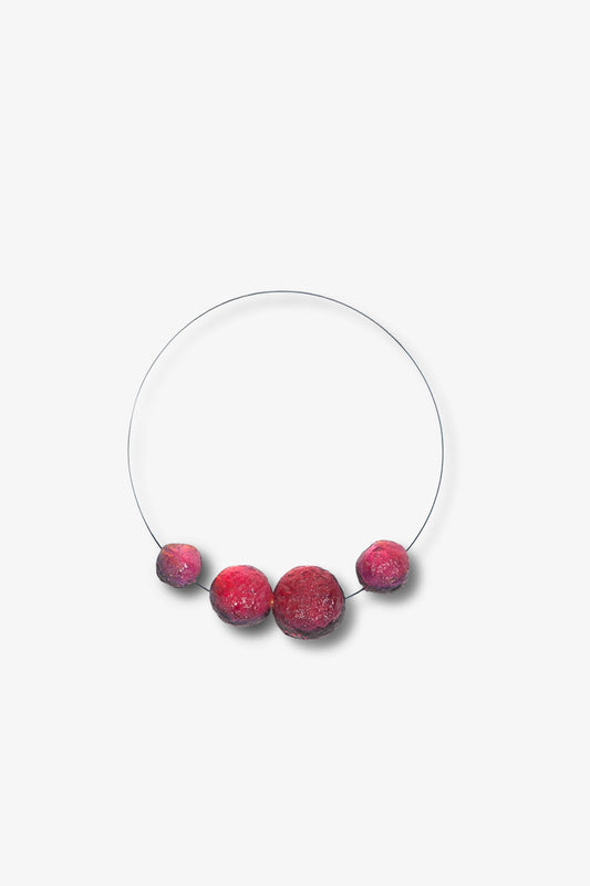 Collier 4 Météorites - Rouge Fuchsia