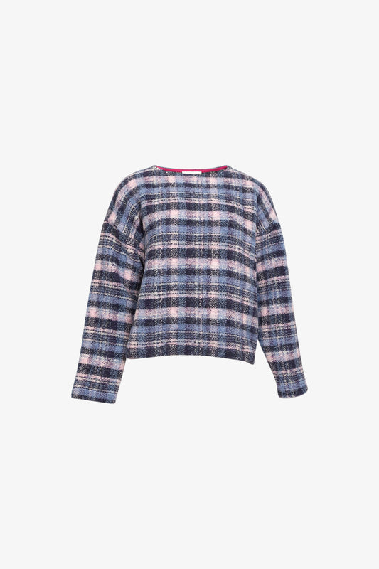 Pull Ample Tartan Brume Marine