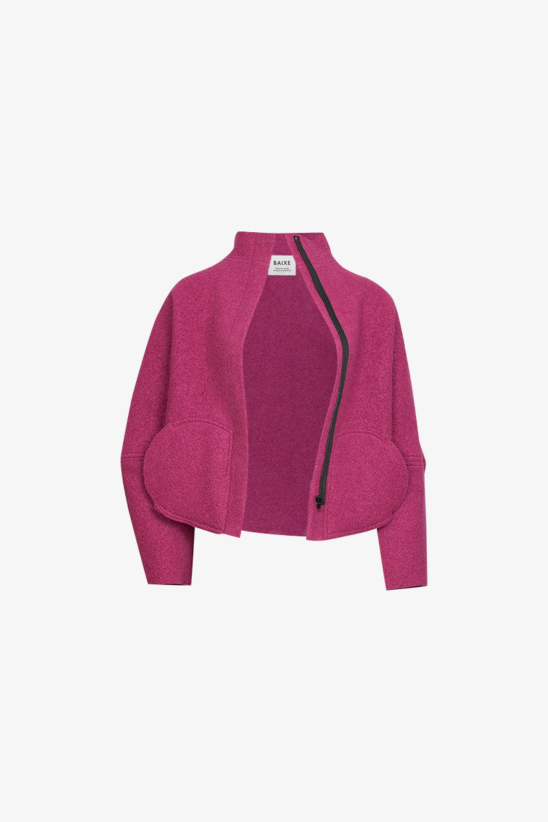 Veste Paletot Laine Bouillie Violet