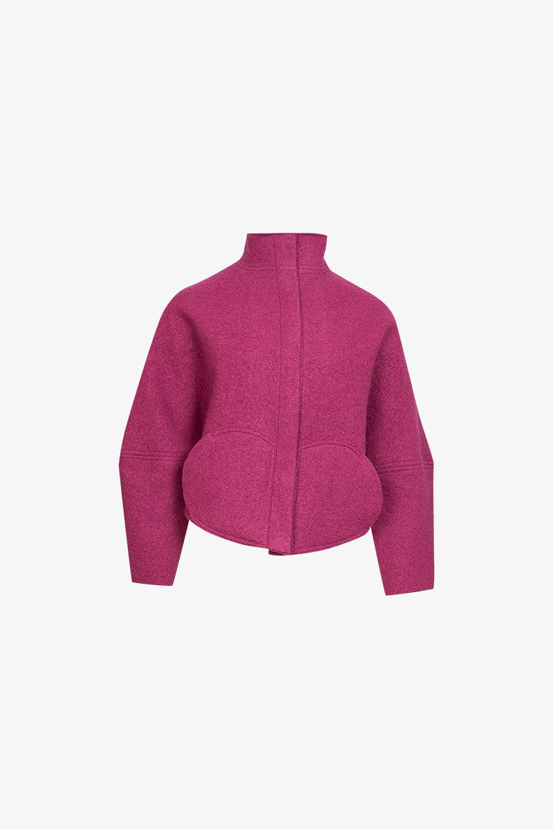 Veste Paletot Laine Bouillie Violet