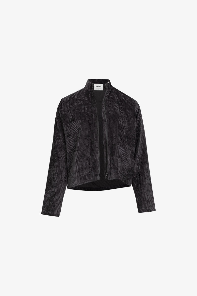 Veste Découpe Zip Velours Grosse Cote Noir