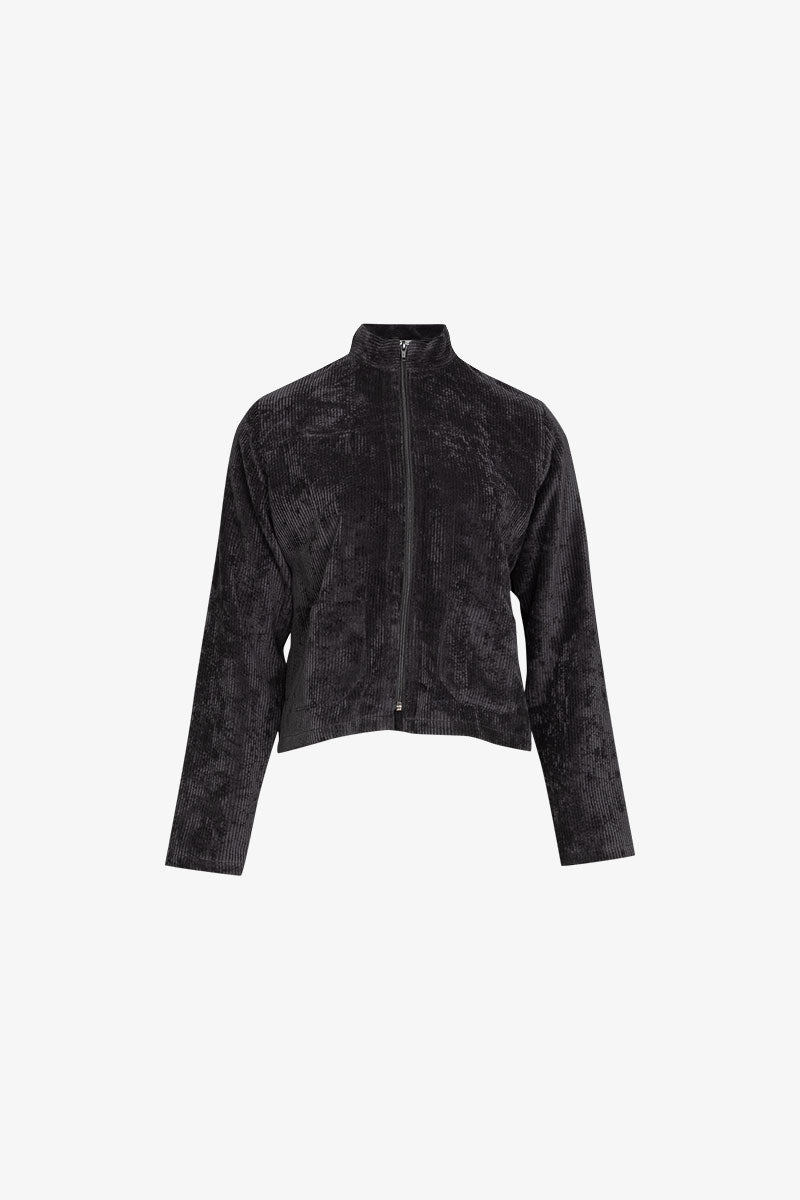 Veste Découpe Zip Velours Grosse Cote Noir
