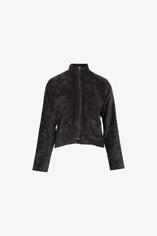 Veste Découpe Zip Velours Grosse Cote Noir