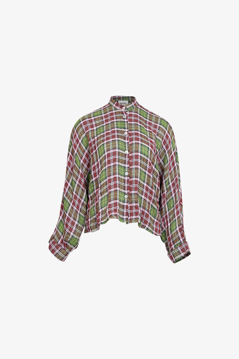 Chemise Nehru Carreaux Tartan Vintage