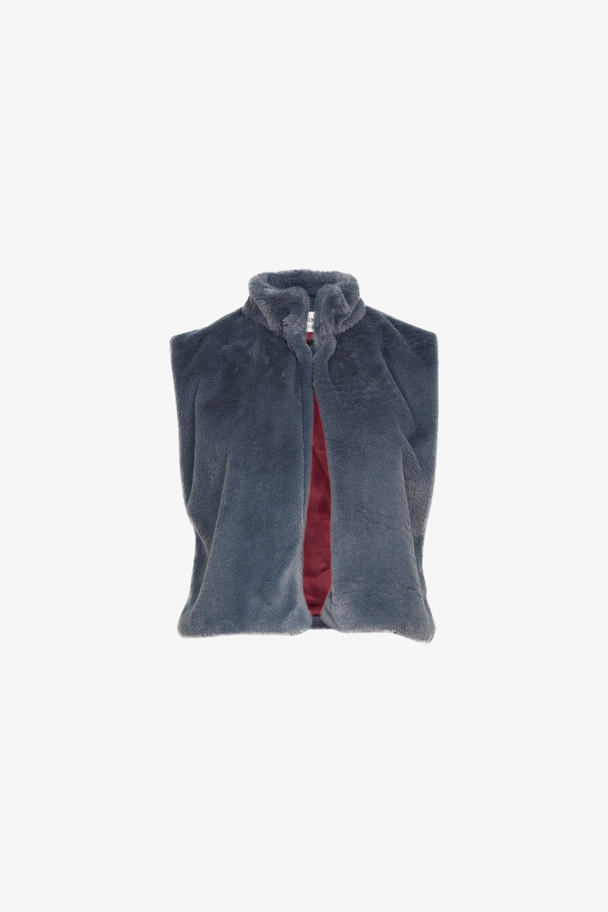 Gilet Fausse Fourrure Grise