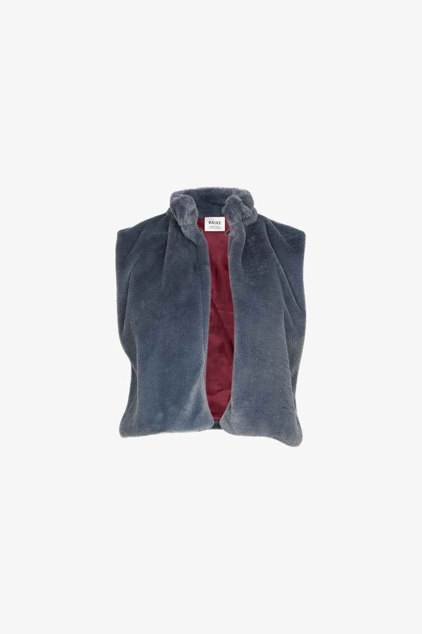 Gilet Fausse Fourrure Grise