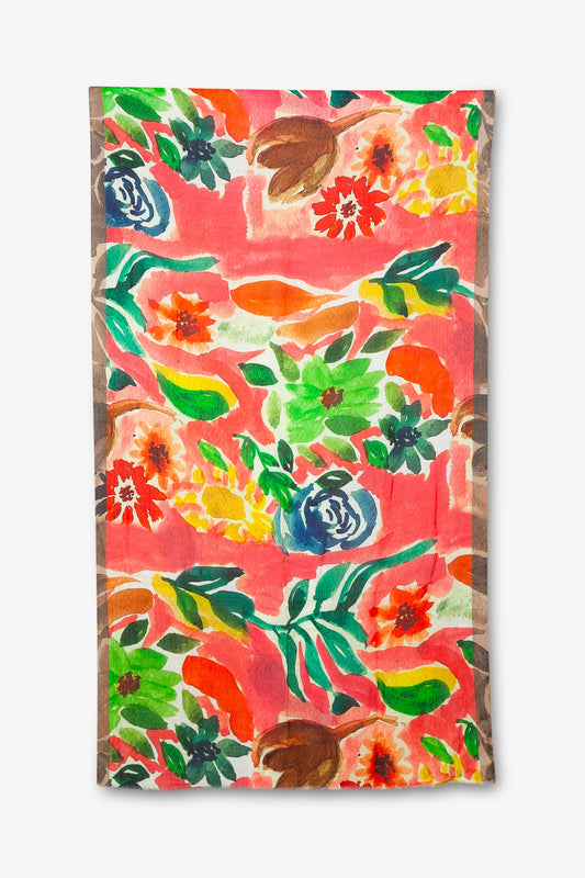 Echarpe Peinture Florale - Laine & soie