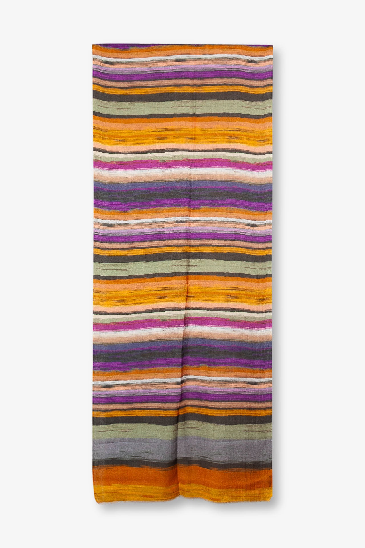 Echarpe Rayures Cyan - Laine & soie