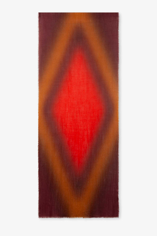 Echarpe Losange Ikat Prune - Laine & modal
