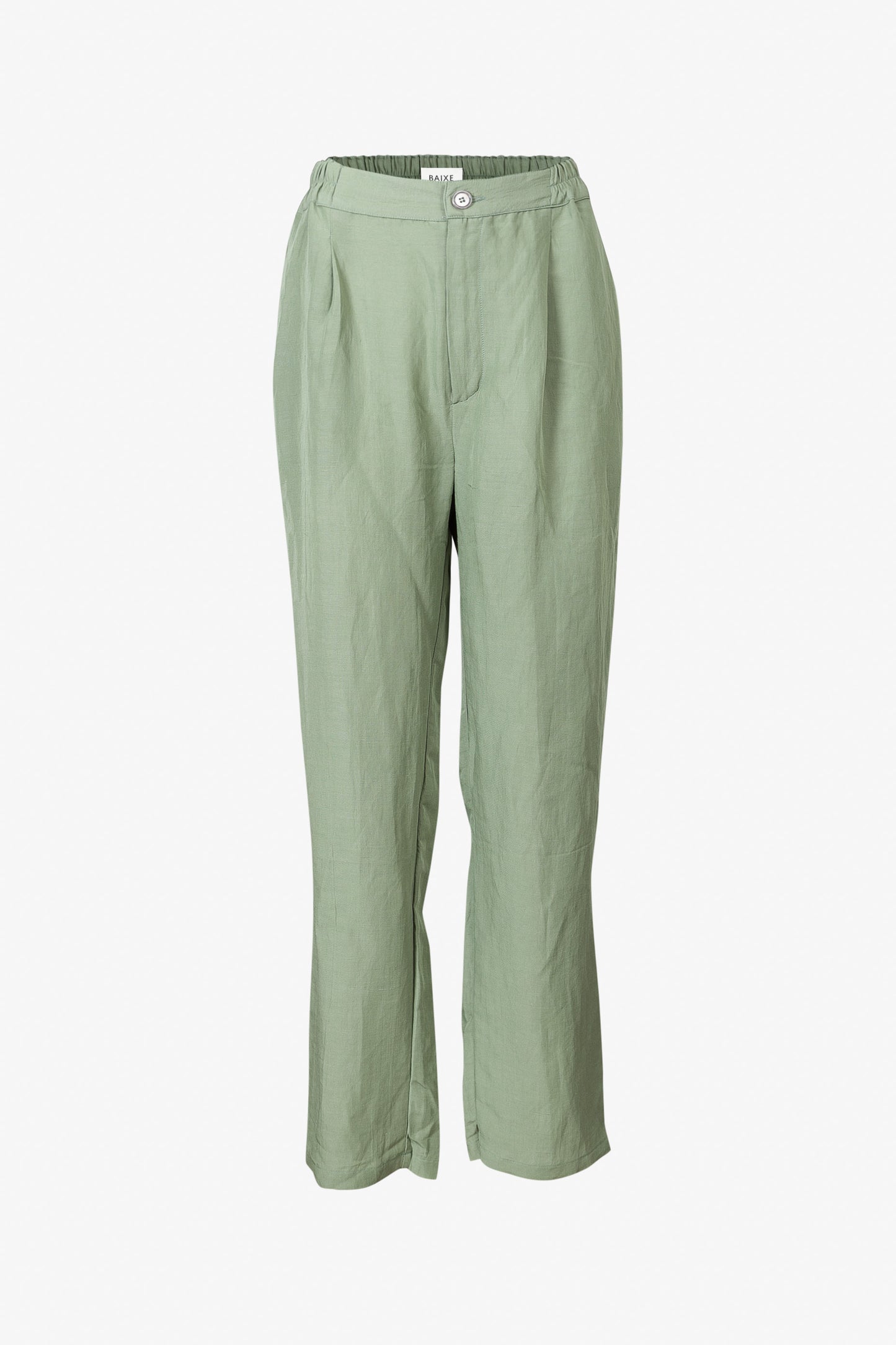 Pantalon à Plis Lin Viscose Vert Sauge