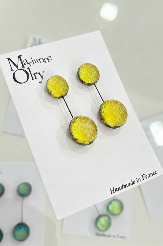 Boucles d'oreilles Petite Double Météorites - Jaune