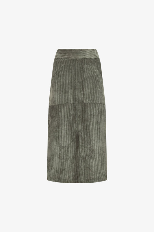 Prototype - Large Khaki Velvet Italian Skirt