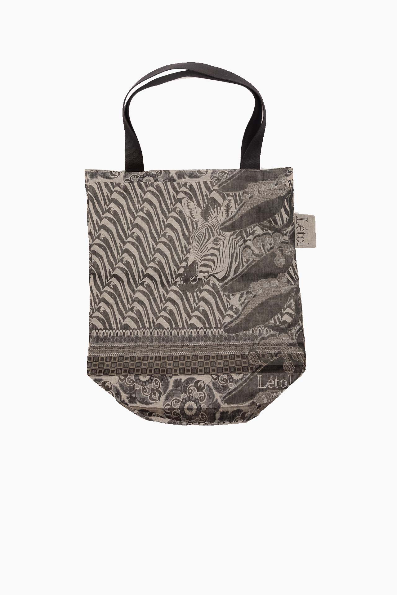 Sac à Two — Grand Format | Jacquard Réversible en Coton Bio | Gris/Zebre