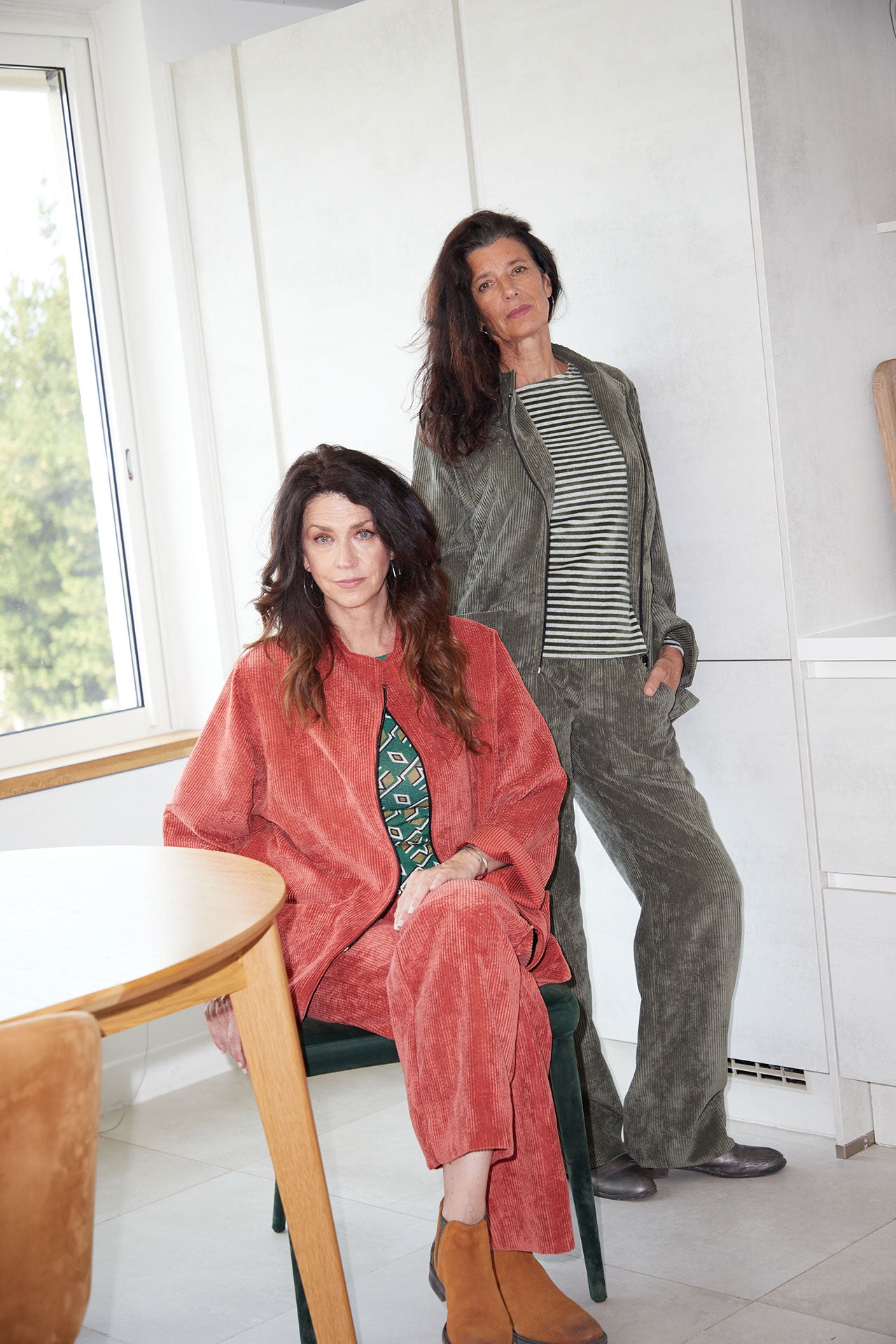 Pantalon Italien Long Velours Grosses Côtes Brique