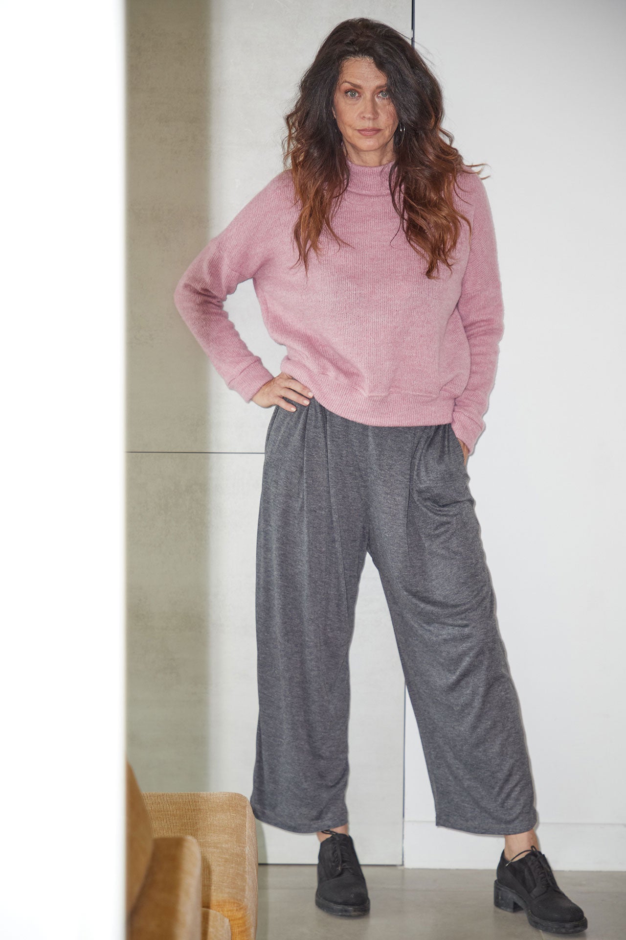 Gray Heather Jersey Peasant Trousers
