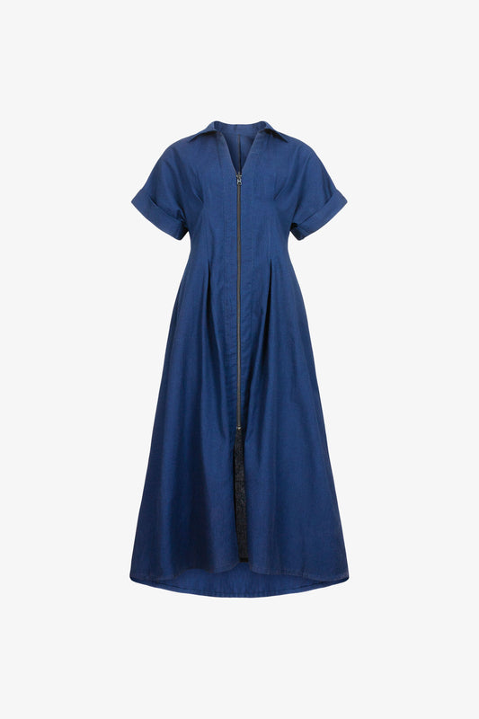 China Blue Zip Corset Dress