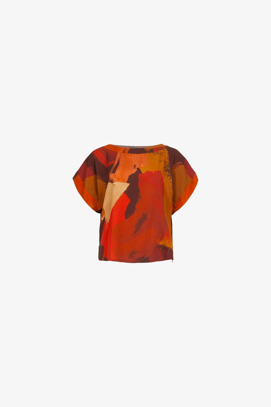Prototype - Orange Painted Cuffed Sleeve Top