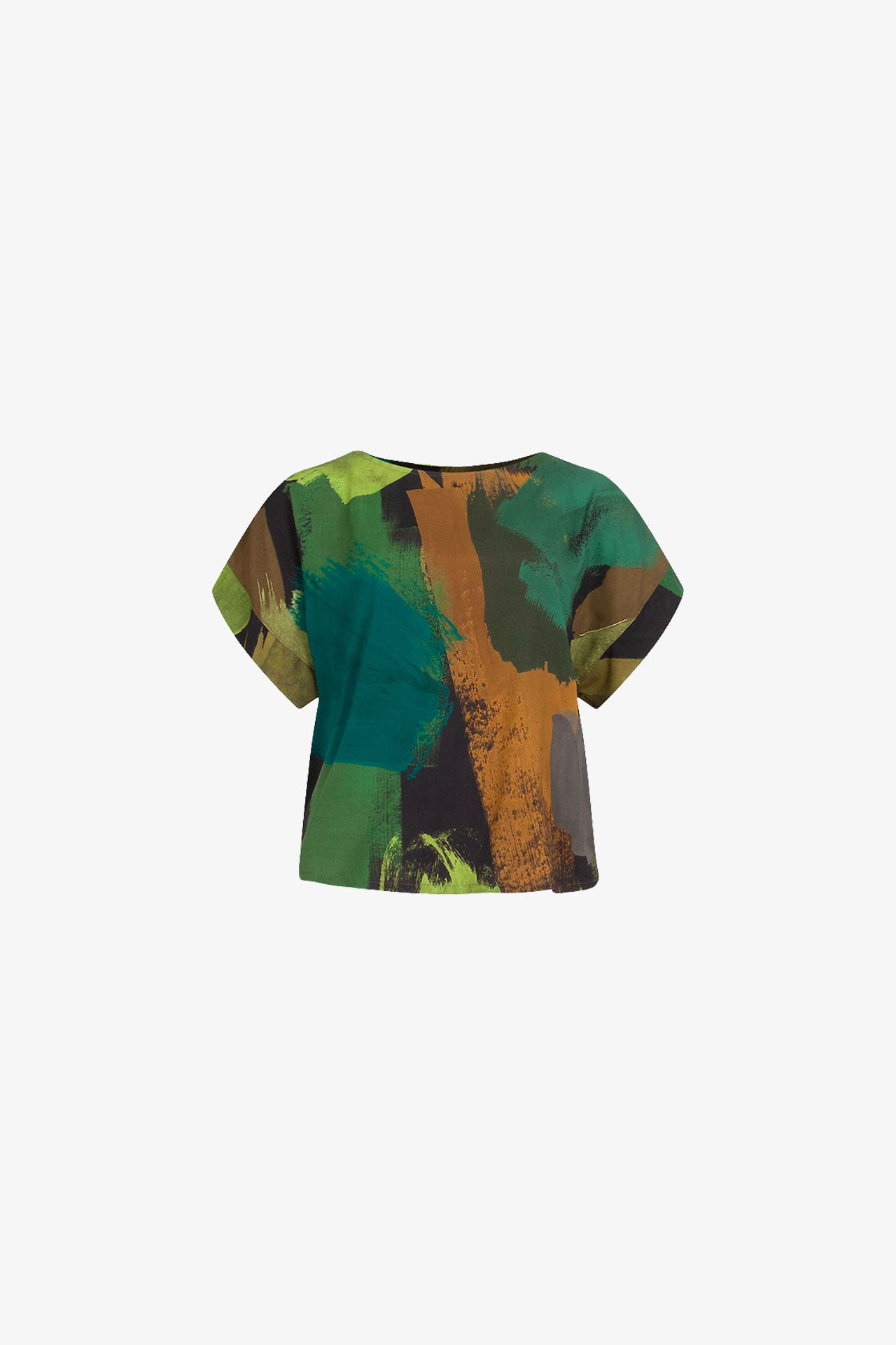 Top Manches Revers Peinture Verte
