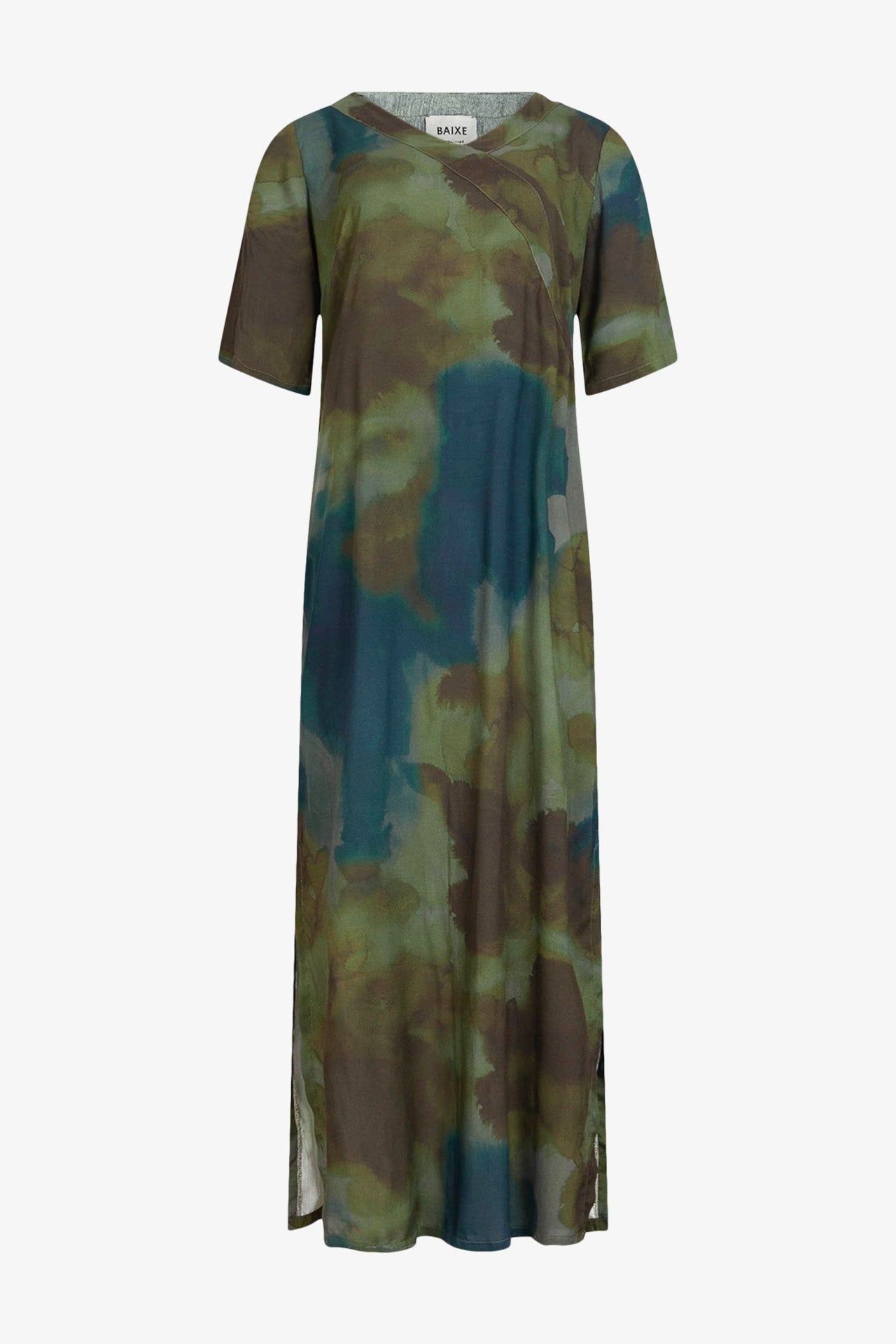 Green Blurred Camo Faux Kimono Dress