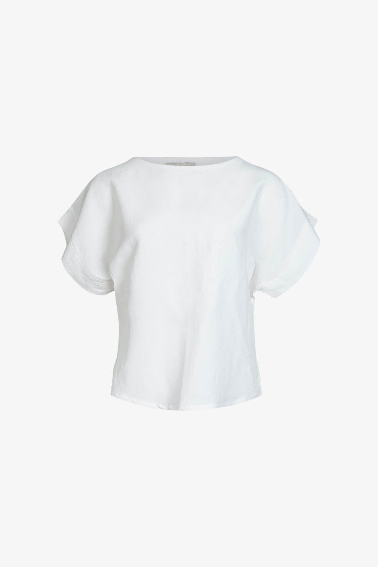 Top Manches Revers Lin Viscose Blanc