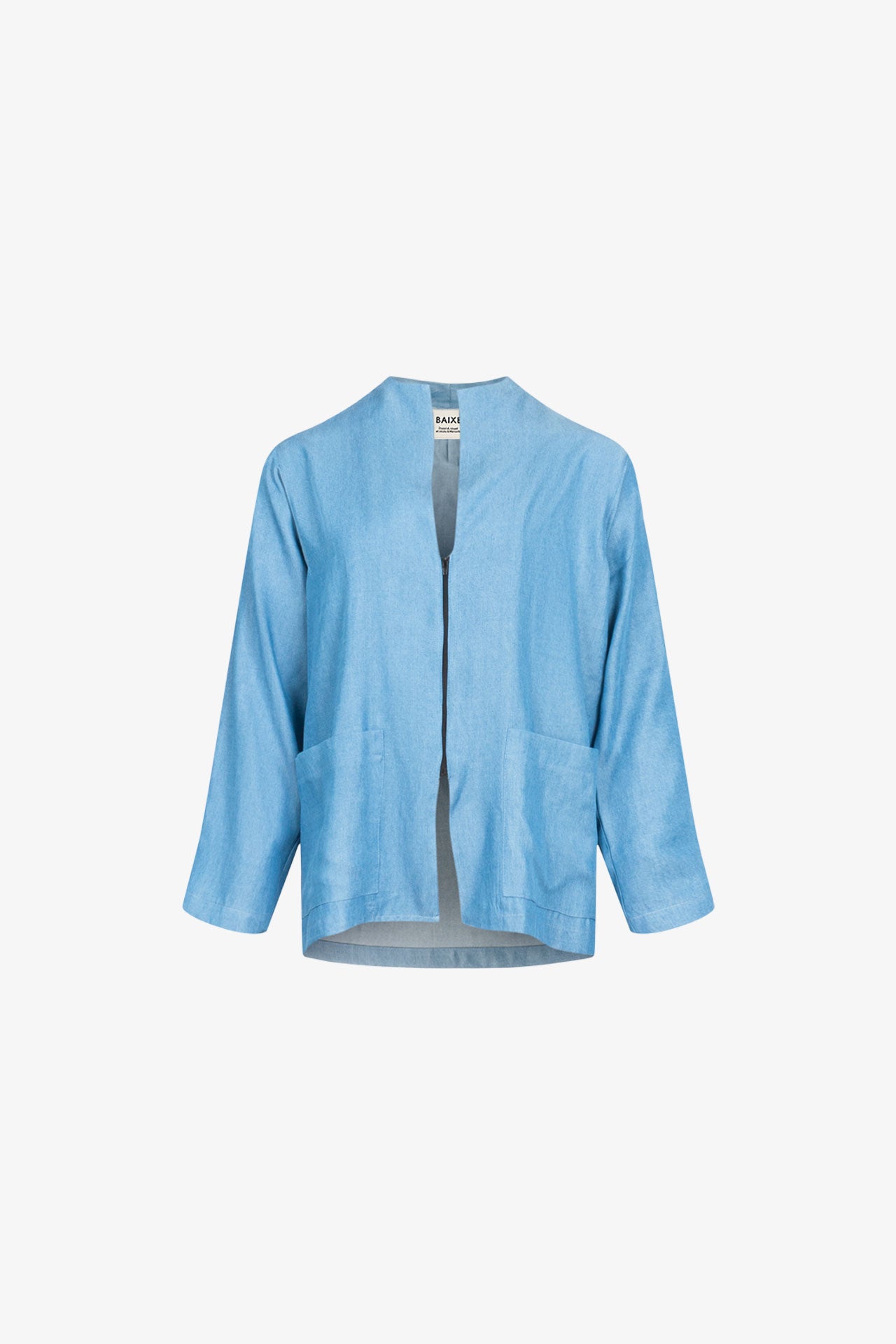 Prototype - Veste Longue Carrée Tencel Bleu Clair