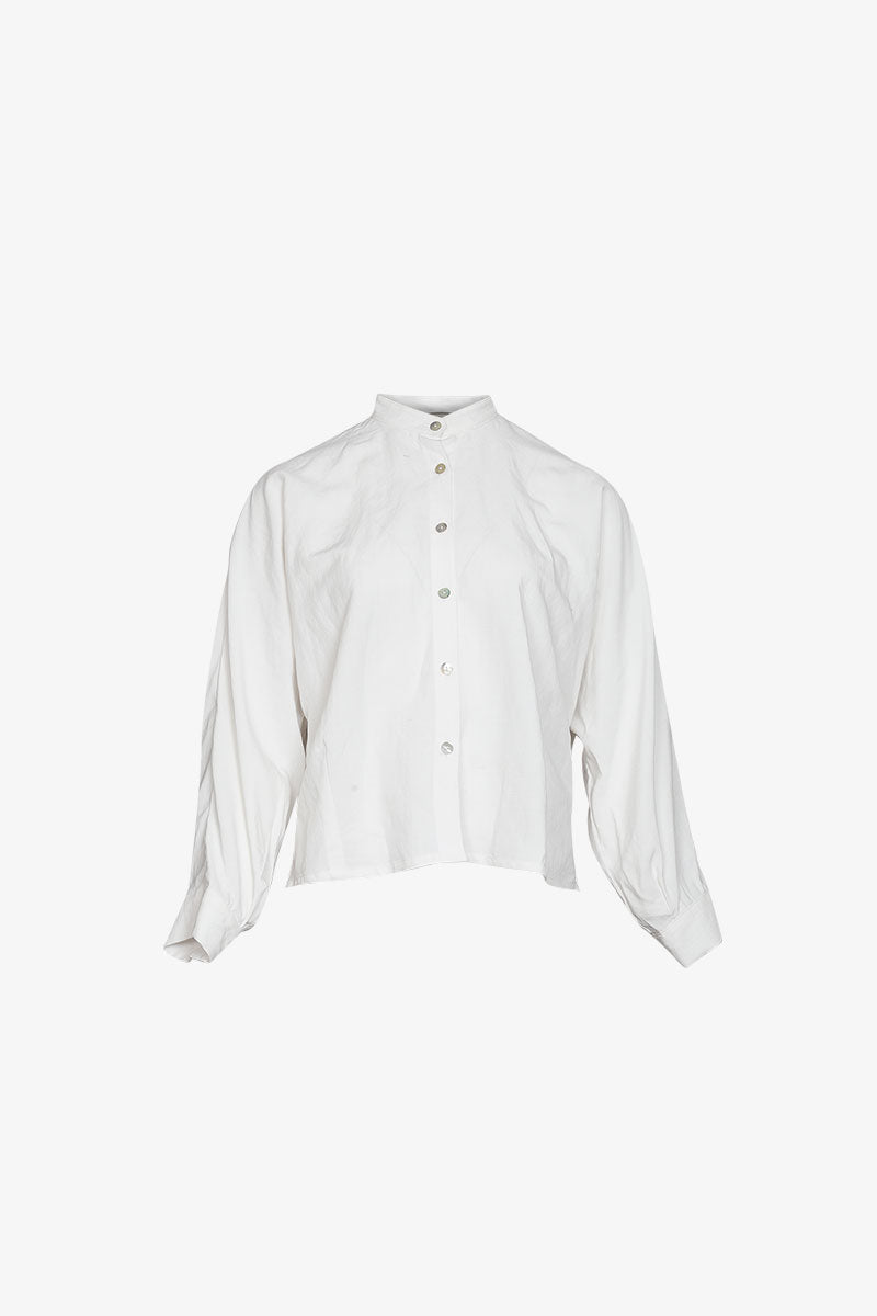 Chemise Nehru Lin Viscose Blanc