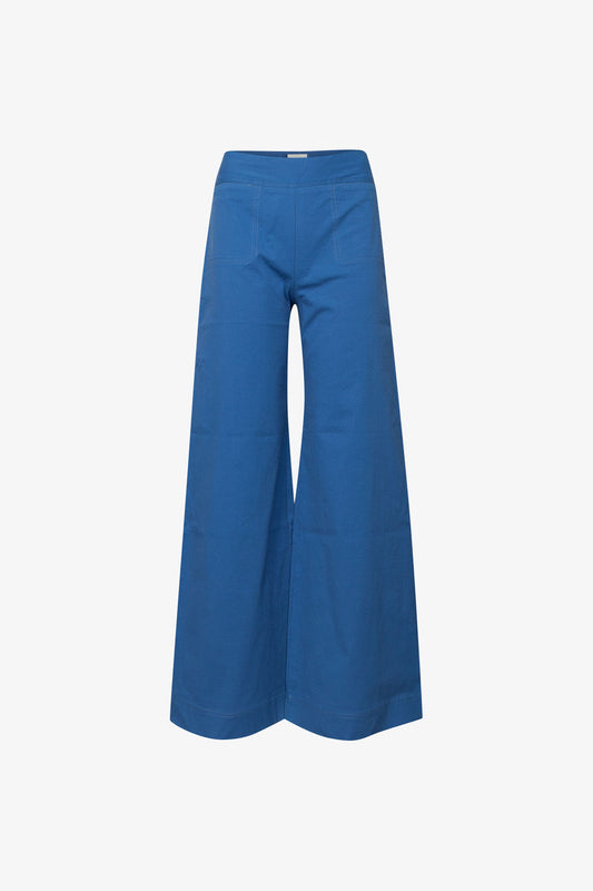 Pantalon Gaucho Seersucker Bleu