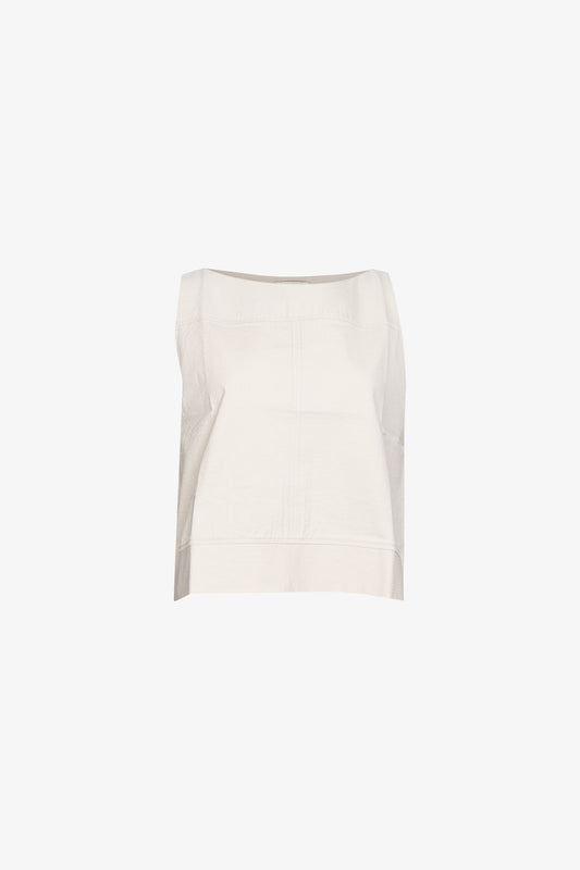 Top Bateau Seersucker Beige - Surcylé Couture