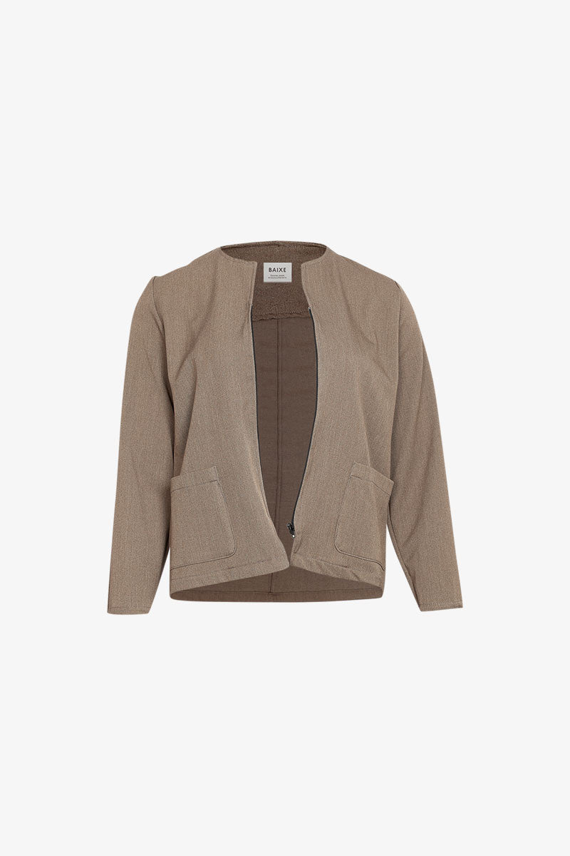 Veste Chacha Zip Gabardine Taupe Chiné
