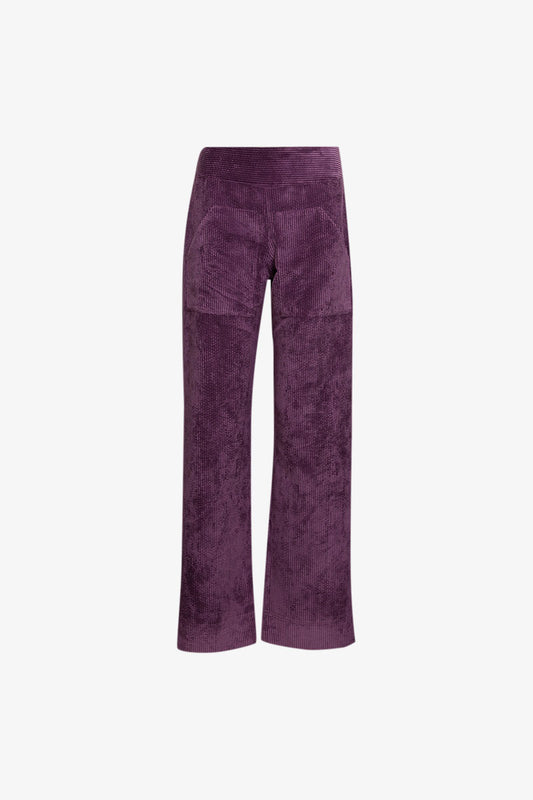 Pantalon Italien Long Velours Grosses Côtes Violet
