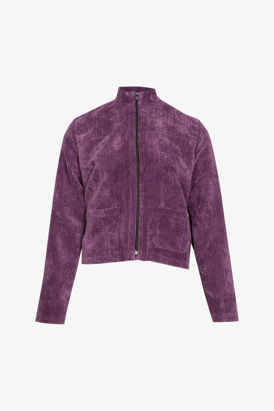 Veste Découpe Zip Velours Grosse Cote Violet