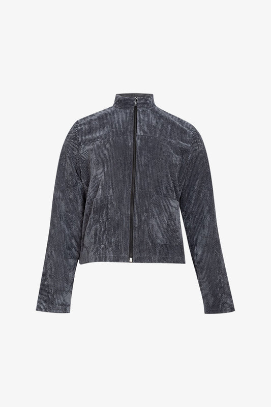 Veste Découpe Zip Velours Grosse Cote Anthracite