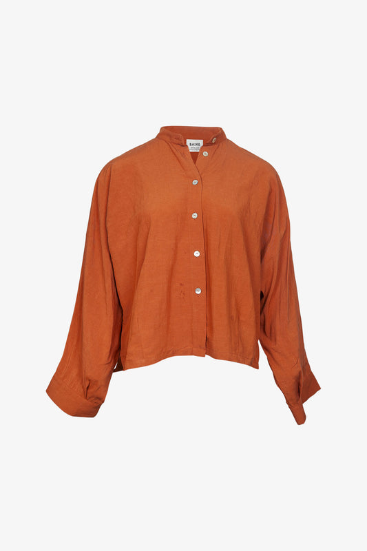 Chemise Nehru Lin Viscose Terracotta