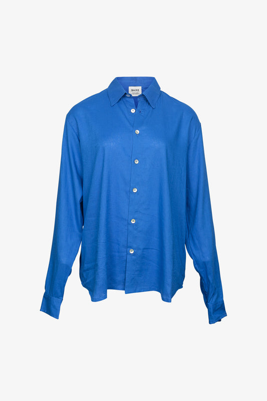 Chemise Relax Lin & Viscose Bleu Electrique