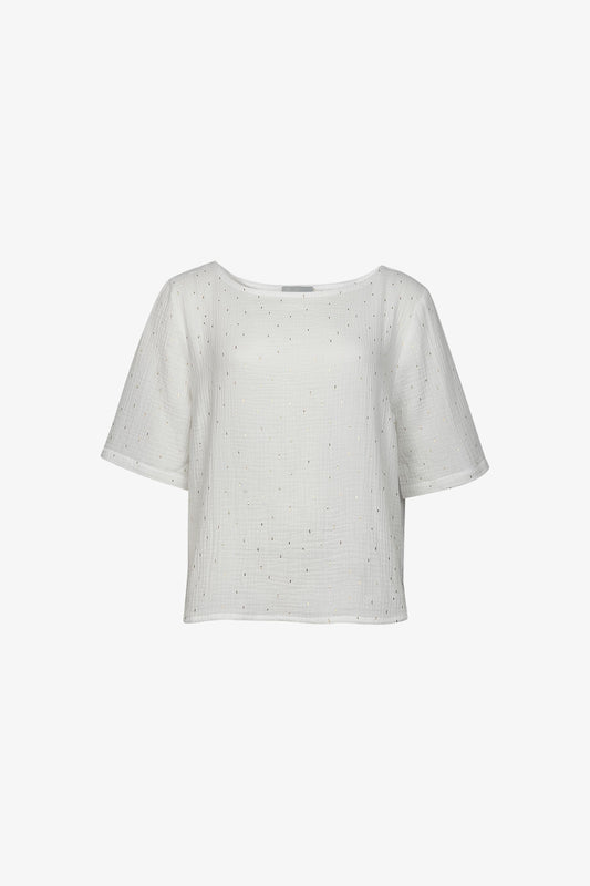 Top Ocoude Gaze Blanche Pépites Dorées