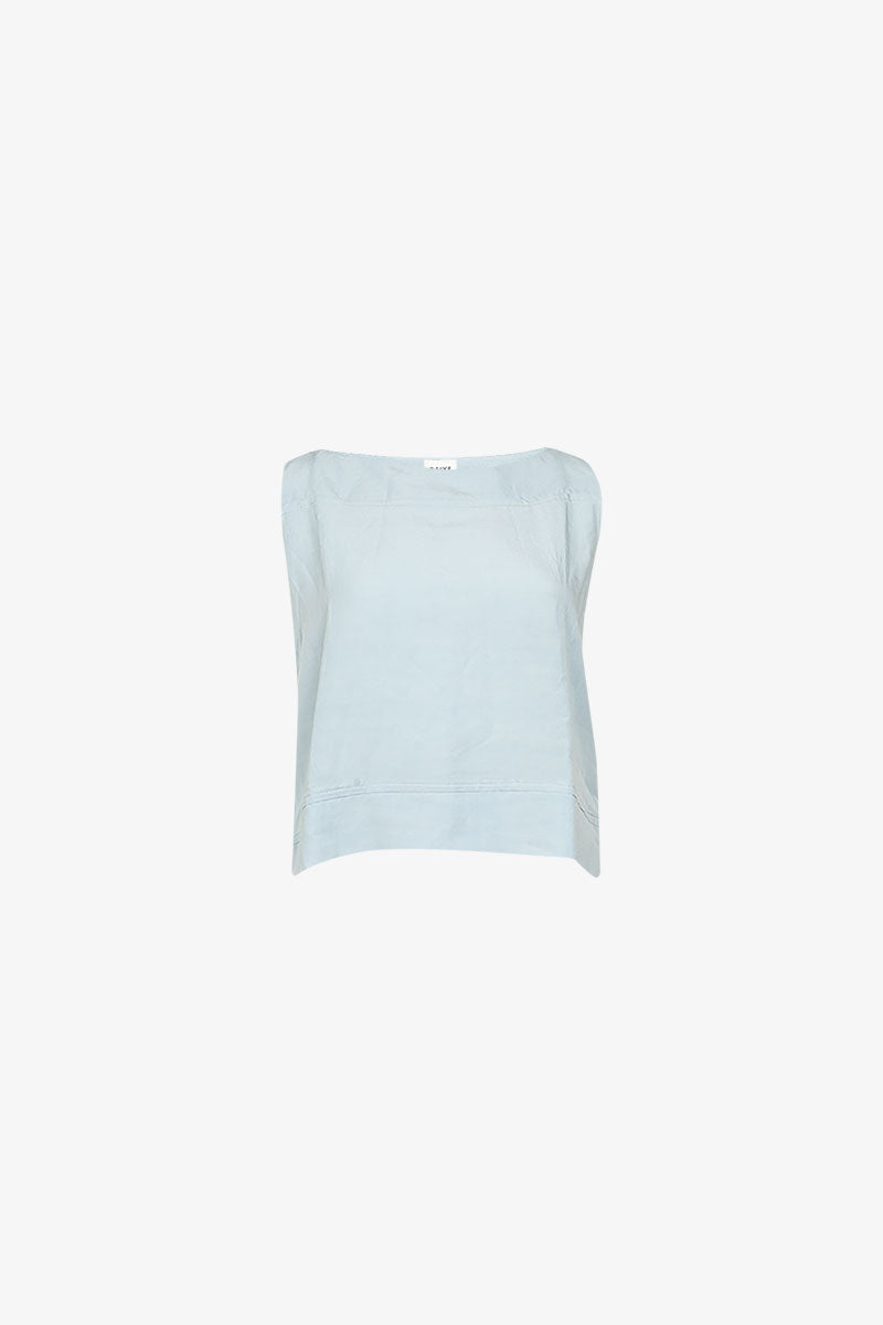 Top Bateau Lin Viscose Bleu Ciel