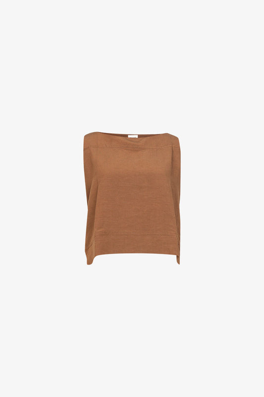 Top Bateau Lin Viscose Tabac