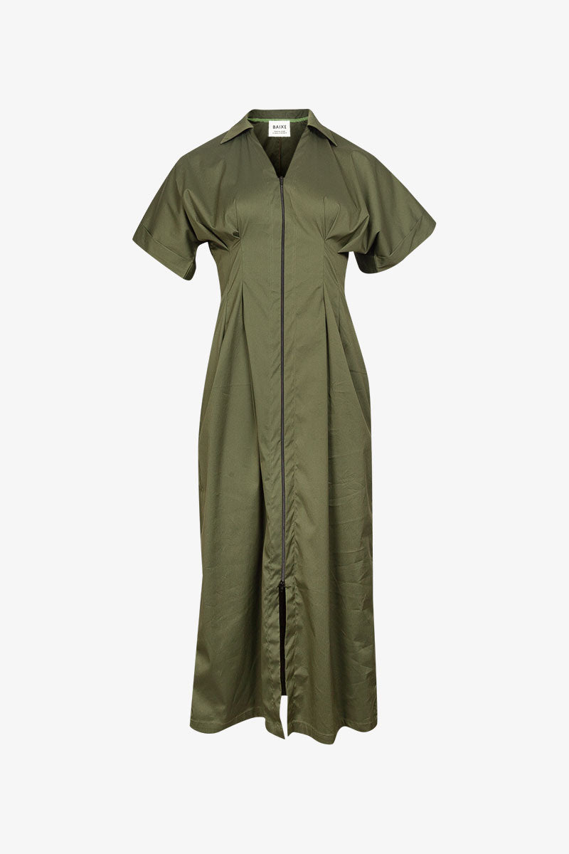 Robe Corset Zip Popeline Kaki