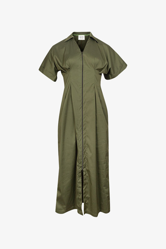 Robe Corset Zip Popeline Kaki