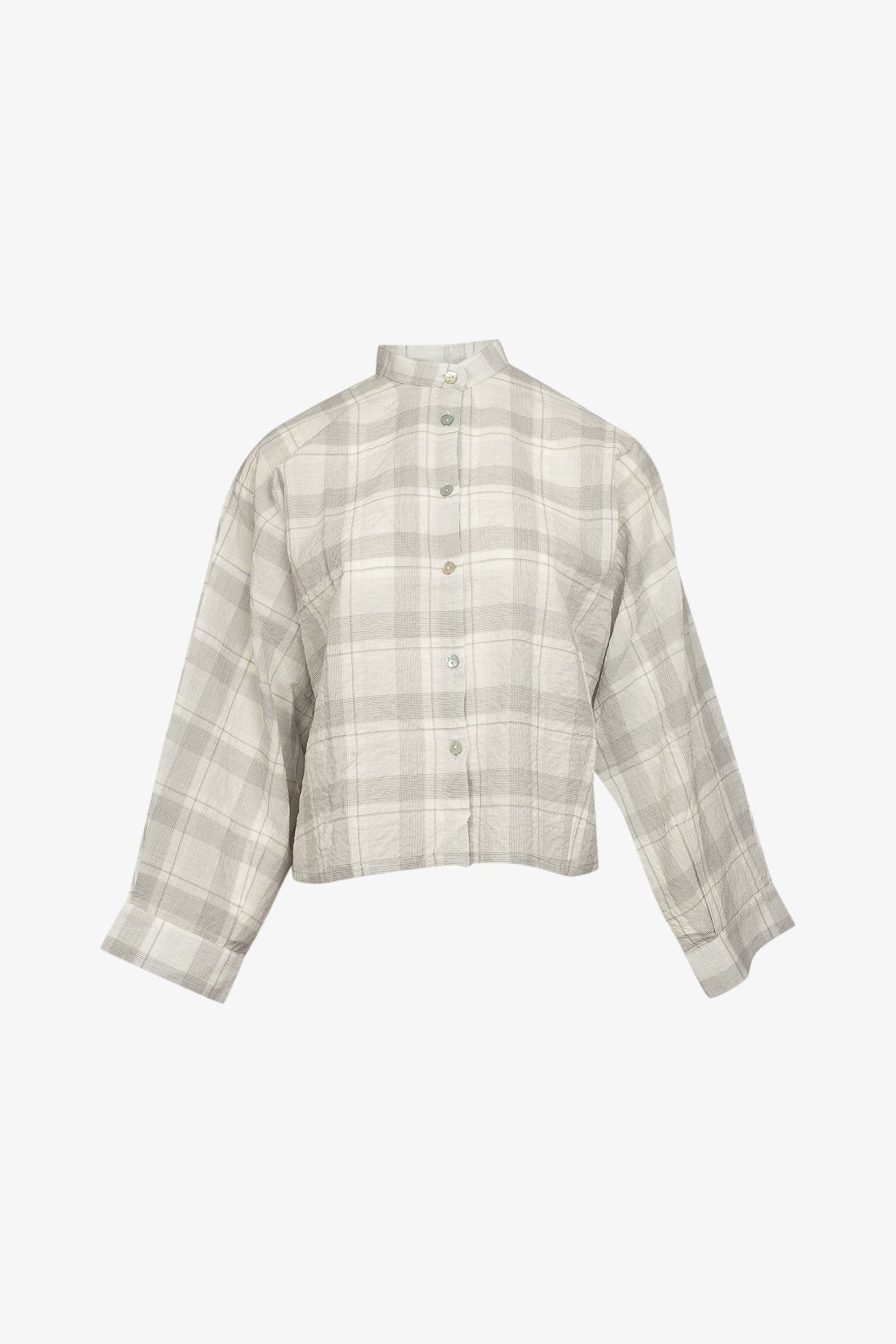 Chemise Nehru Carreaux Gris/blanc