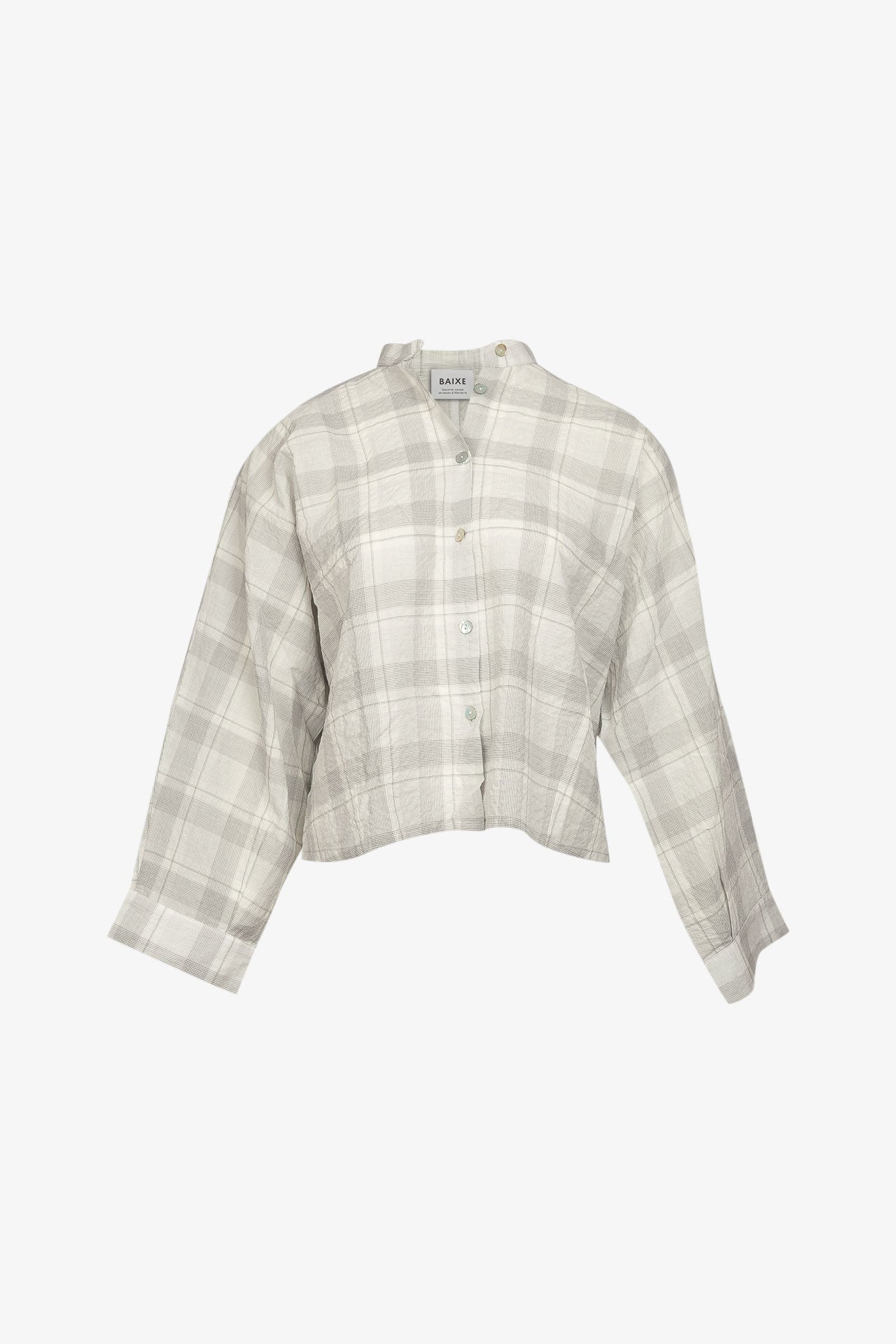 Chemise Nehru Carreaux Gris/blanc