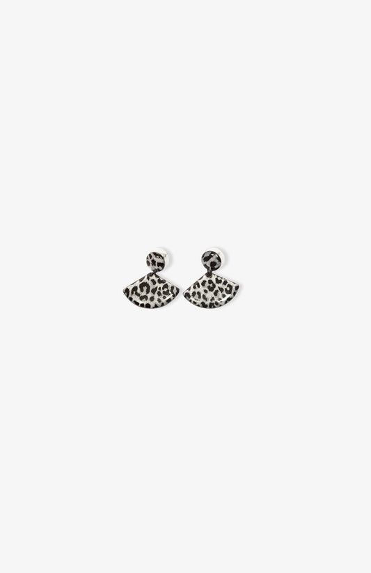 Boucles d’oreilles Petits Eventails - Léopard Argenté