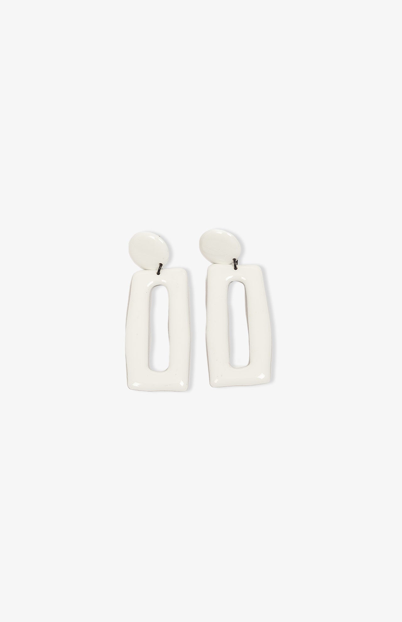Boucles d’oreilles rectangles - Blanc/ Crème