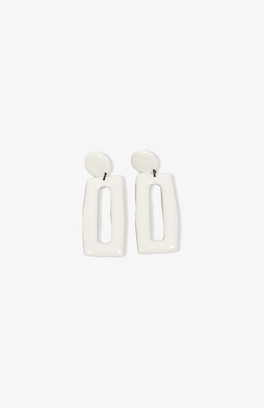 Boucles d’oreilles rectangles - Blanc/ Crème