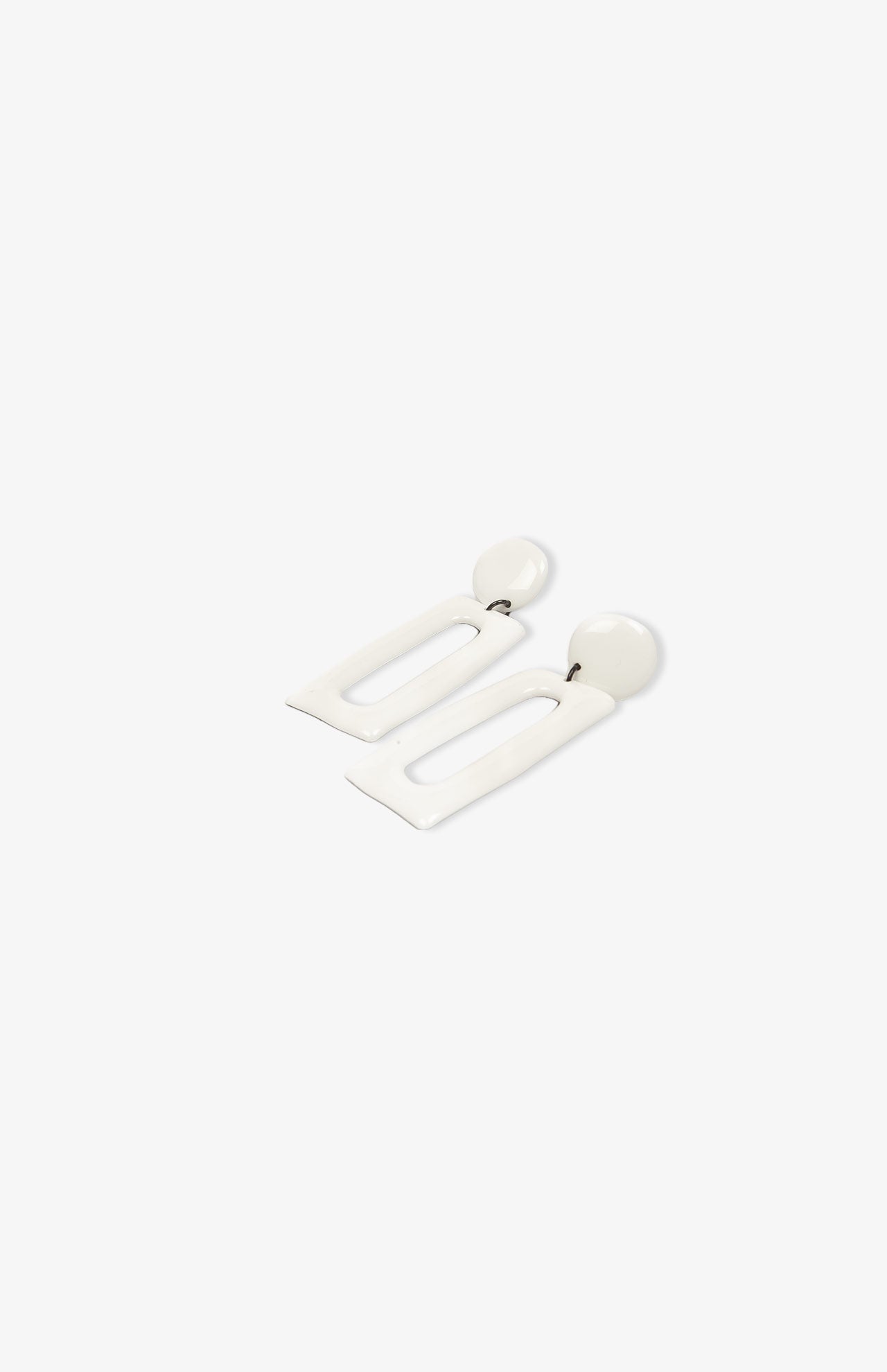 Boucles d’oreilles rectangles - Blanc/ Crème