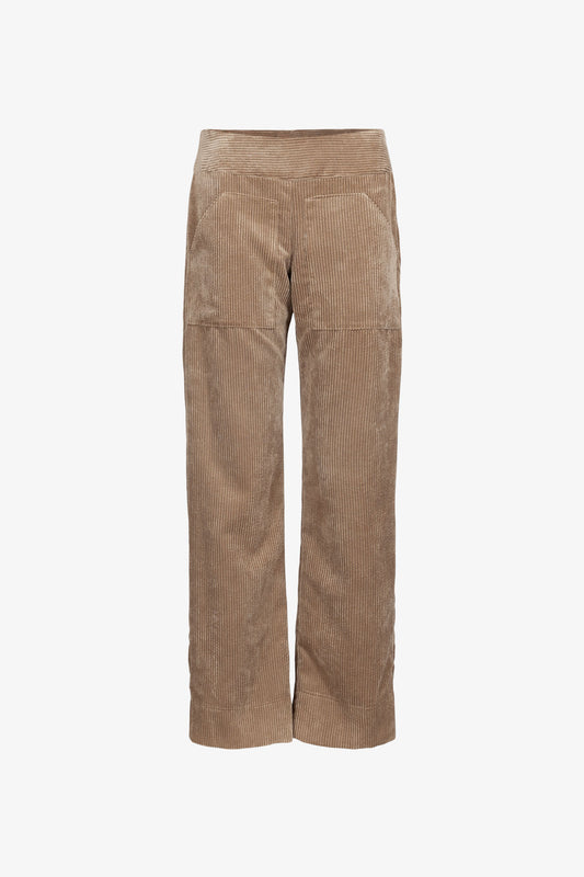 Pantalon Italien Long Velours Grosses Côtes Mastic