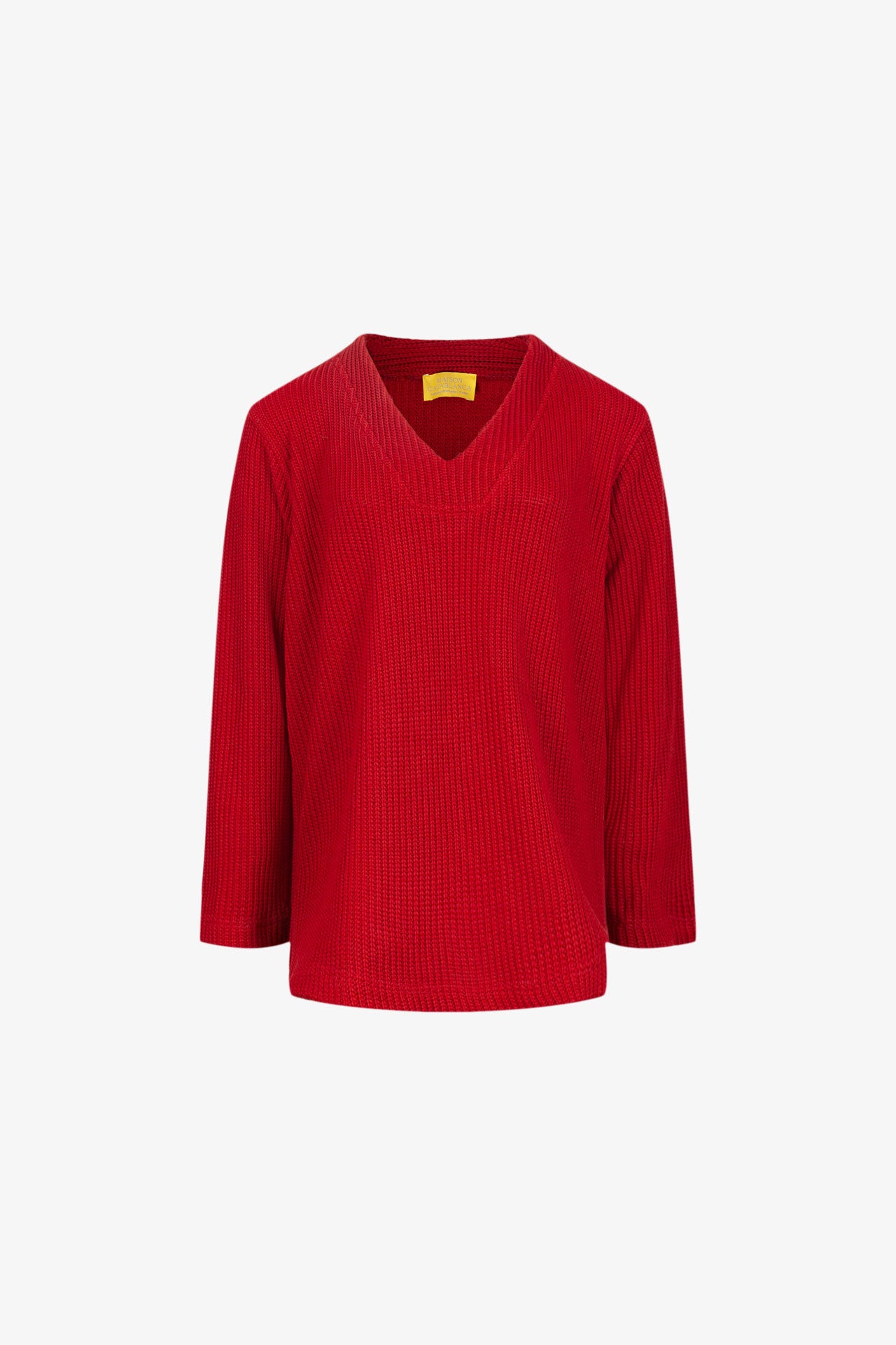 Pull Carré Maille Rouge