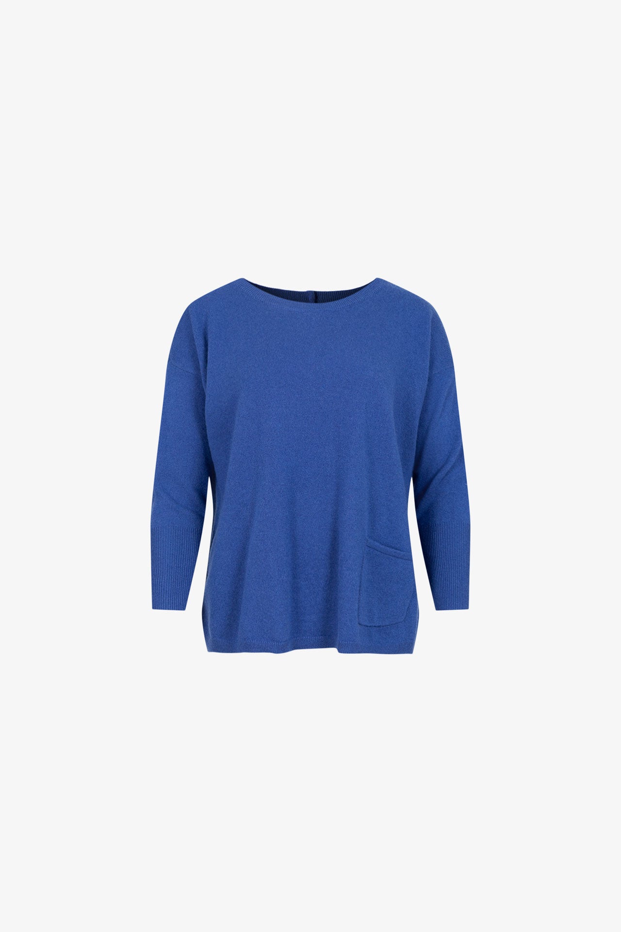 Oversized DRC cashmere sweater with colorful buttons on the back