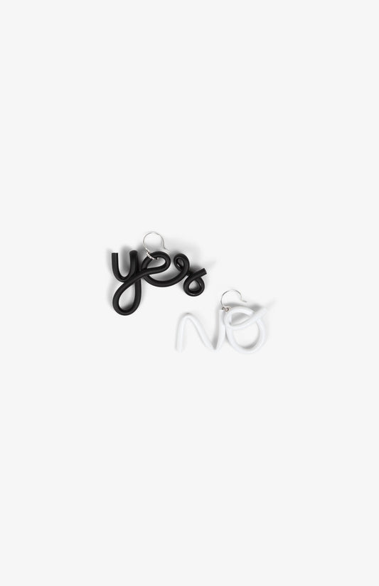 Boucles d'oreilles Yes & No - Shiny Noir et Blanc