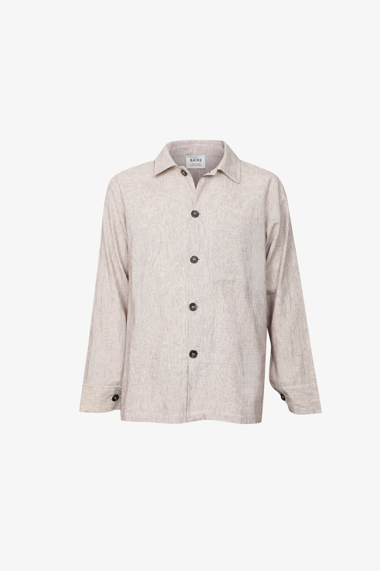 Skjortjacka Linne Bomull Gråmelerad